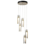 Exos Glass 5-Light Pendant 5-Light Clear Glass (ZM) in Modern Brass