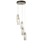 Exos Glass 5-Light Pendant 5-Light Clear Glass (ZM) in Modern Brass