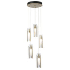 Exos Glass 5-Light Pendant 5-Light Clear Glass (ZM) in Modern Brass