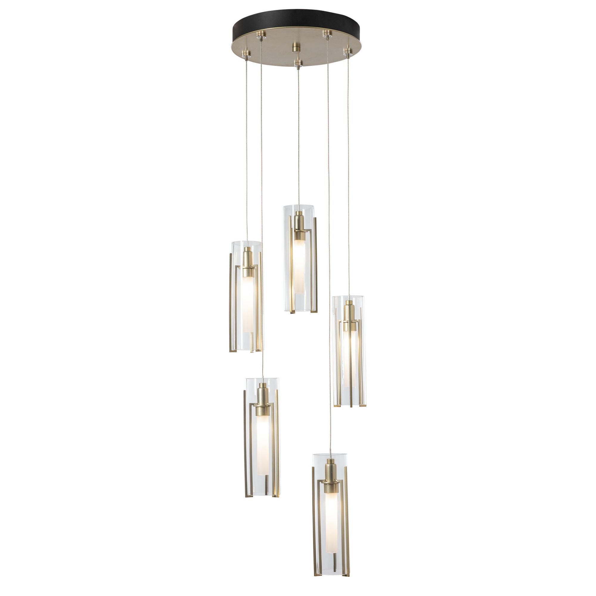 Exos Glass 5-Light Pendant 5-Light Clear Glass (ZM) in Modern Brass