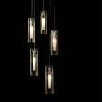 Exos Glass 5-Light Pendant 5-Light Clear Glass (ZM) in Modern Brass