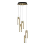Exos Glass 5-Light Pendant 5-Light Clear Glass (ZM) in Modern Brass