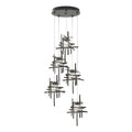 Tura 5-Light Seeded Glass Pendant 5-Light Seeded Clear Glass (II) in Dark Smoke