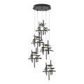 Tura 5-Light Frosted Glass Pendant 5-Light Cast Glass (YC) in Black