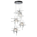 Tura 5-Light Frosted Glass Pendant 5-Light Cast Glass (YC) in Sterling