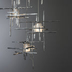 Tura 5-Light Frosted Glass Pendant 5-Light Cast Glass (YC) in Sterling