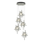 Tura 5-Light Frosted Glass Pendant 5-Light Cast Glass (YC) in Sterling