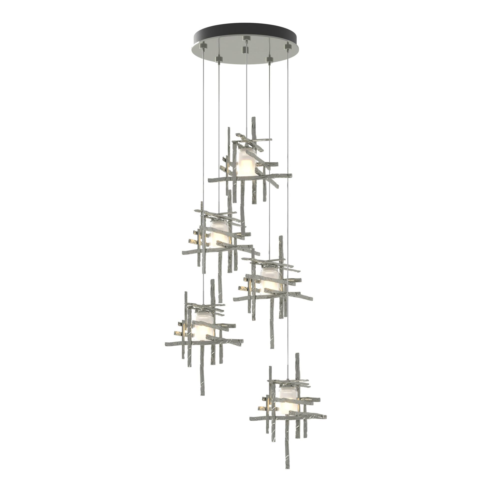 Tura 5-Light Frosted Glass Pendant 5-Light Cast Glass (YC) in Sterling