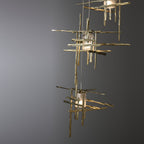 Tura 5-Light Frosted Glass Pendant 5-Light Cast Glass (YC) in Modern Brass