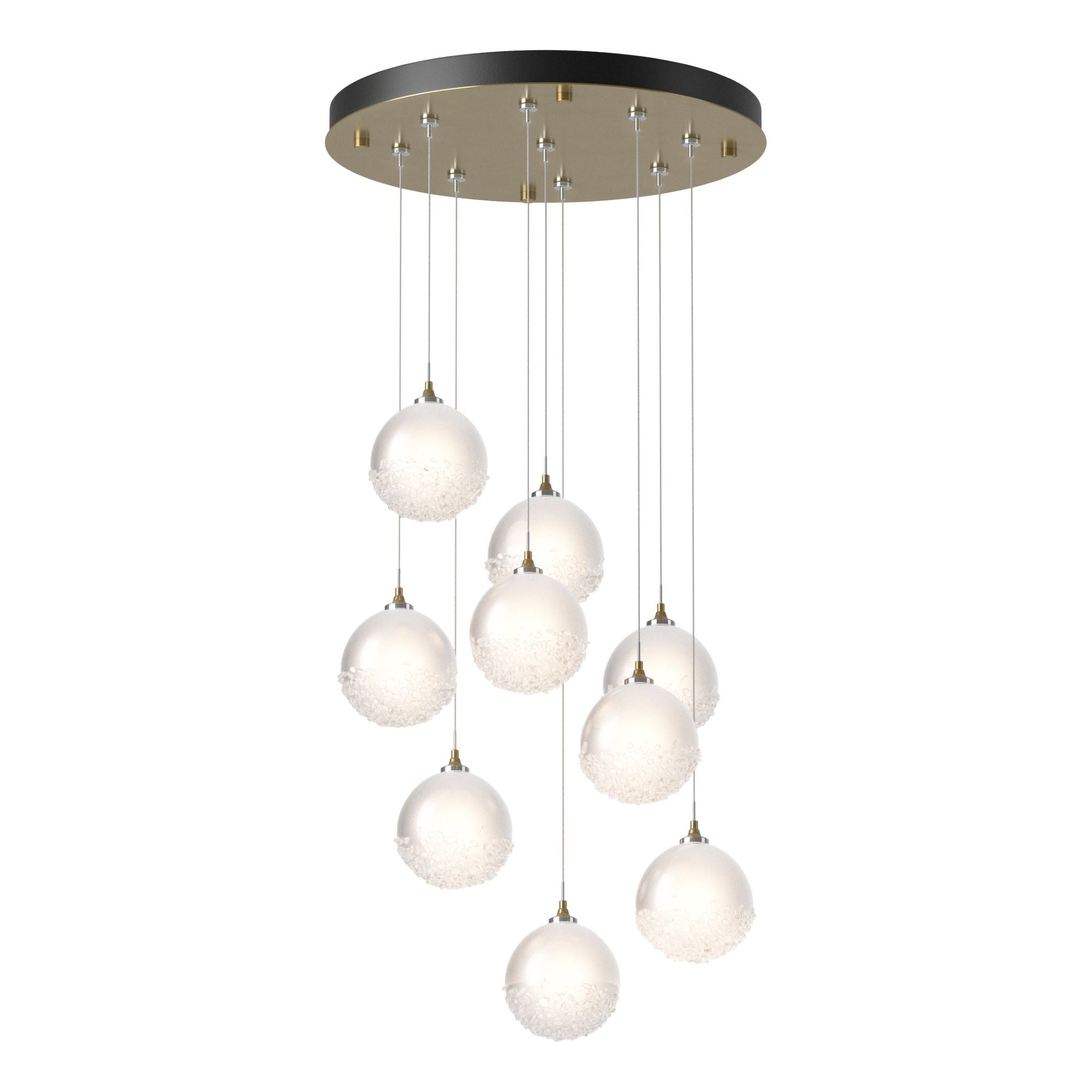 Fritz Globe 9-Light Pendant 9-Light Frosted Glass (FD) in Modern Brass