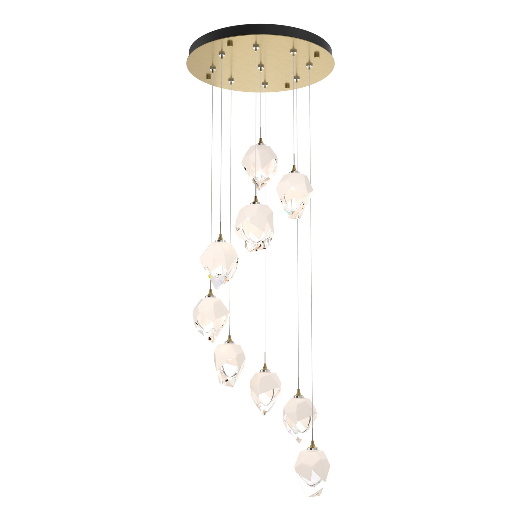 Chrysalis 9-Light Small Crystal Pendant 9-Light White Crystal (WP) in Modern Brass