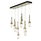 Link 10-Light Blown Glass Pendant 10-Light Clear Bubble Glass (YG) in Modern Brass