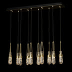 Link 10-Light Blown Glass Pendant 10-Light Clear Glass with White Threading (YJ) in Modern Brass