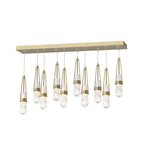 Link 10-Light Blown Glass Pendant 10-Light Clear Glass with White Threading (YJ) in Modern Brass