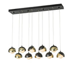Brooklyn 10-Light Double Shade Pendant 10-Light Modern Brass Accent Opal Glass (GG) in Black
