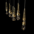 Link 10-Light Clear Glass Pendant 10-Light Clear Glass (ZM) in Modern Brass