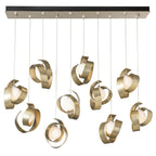 Riza 10-Light Pendant 10-Light Opal Glass (GG) in Modern Brass