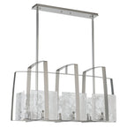 Arc Linear Pendant 8-Light White Swirl Glass (YR) in Sterling