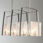Arc Linear Pendant 8-Light White Swirl Glass (YR) in Sterling