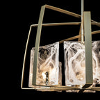 Arc 8-Light Pendant 8-Light White Swirl Glass (YR) in Modern Brass