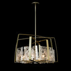 Arc 8-Light Pendant 8-Light White Swirl Glass (YR) in Modern Brass