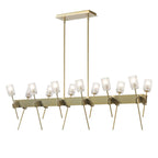 Echo 12-Light Linear Pendant 12-Light Cast Glass (YC) in Modern Brass