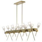 Echo 12-Light Linear Pendant 12-Light Cast Glass (YC) in Modern Brass