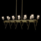 Echo 12-Light Linear Pendant 12-Light Cast Glass (YC) in Modern Brass