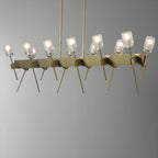 Echo 12-Light Linear Pendant 12-Light Cast Glass (YC) in Modern Brass
