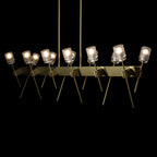 Echo 12-Light Linear Pendant 12-Light Cast Glass (YC) in Modern Brass