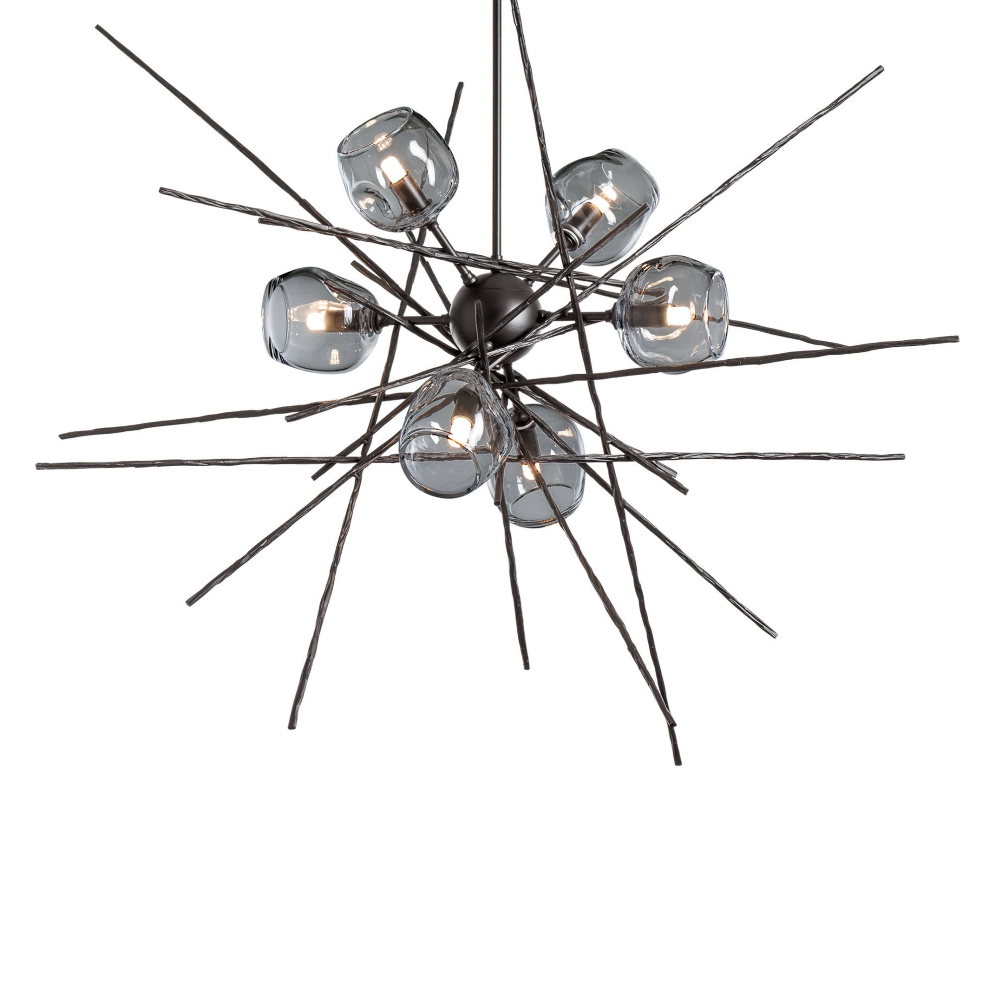 Griffin Starburst Pendant 6-Light Cool Grey Glass (YL) in Dark Smoke