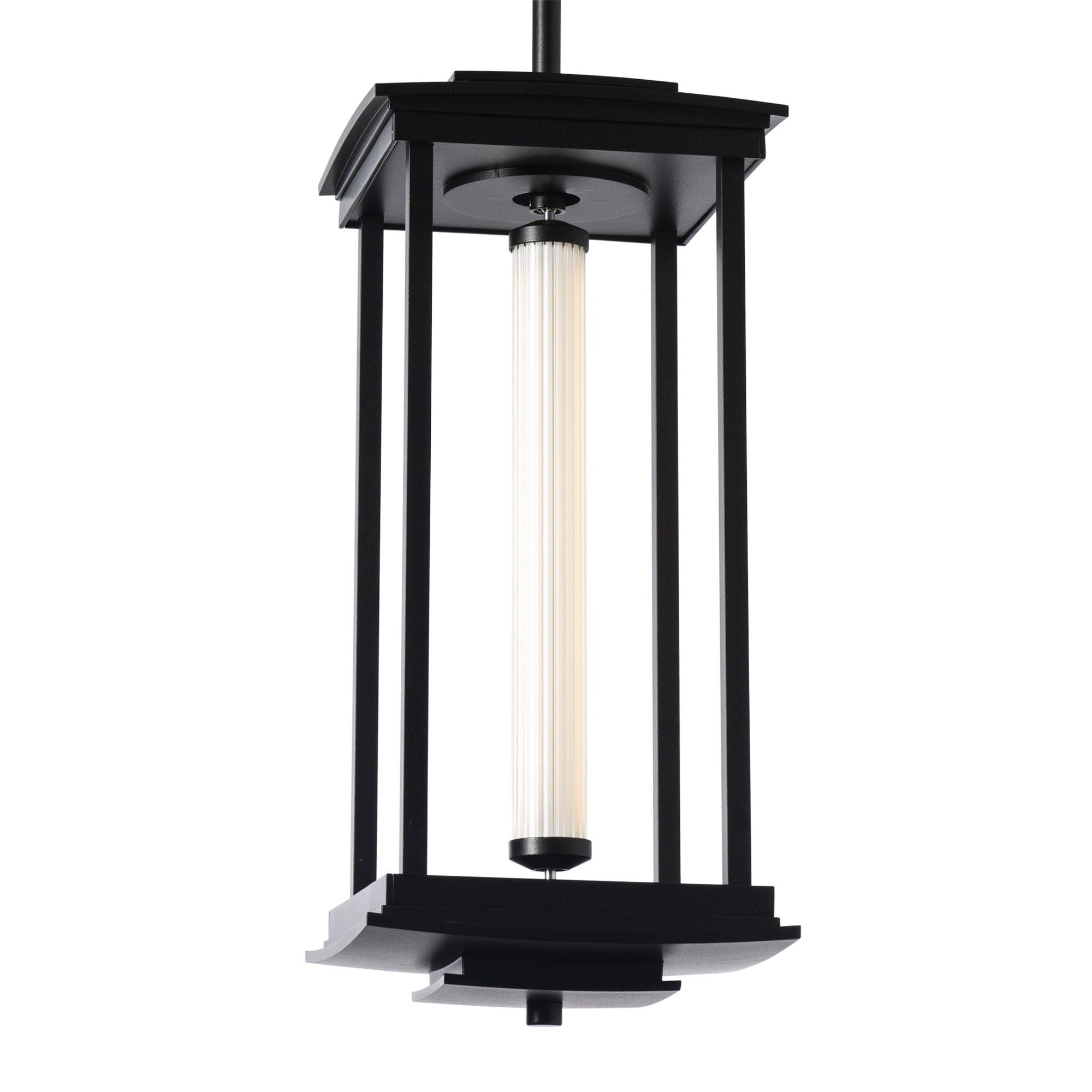 Athena 1-Light Medium LED Lantern LED Clear Glass (ZM) in Black