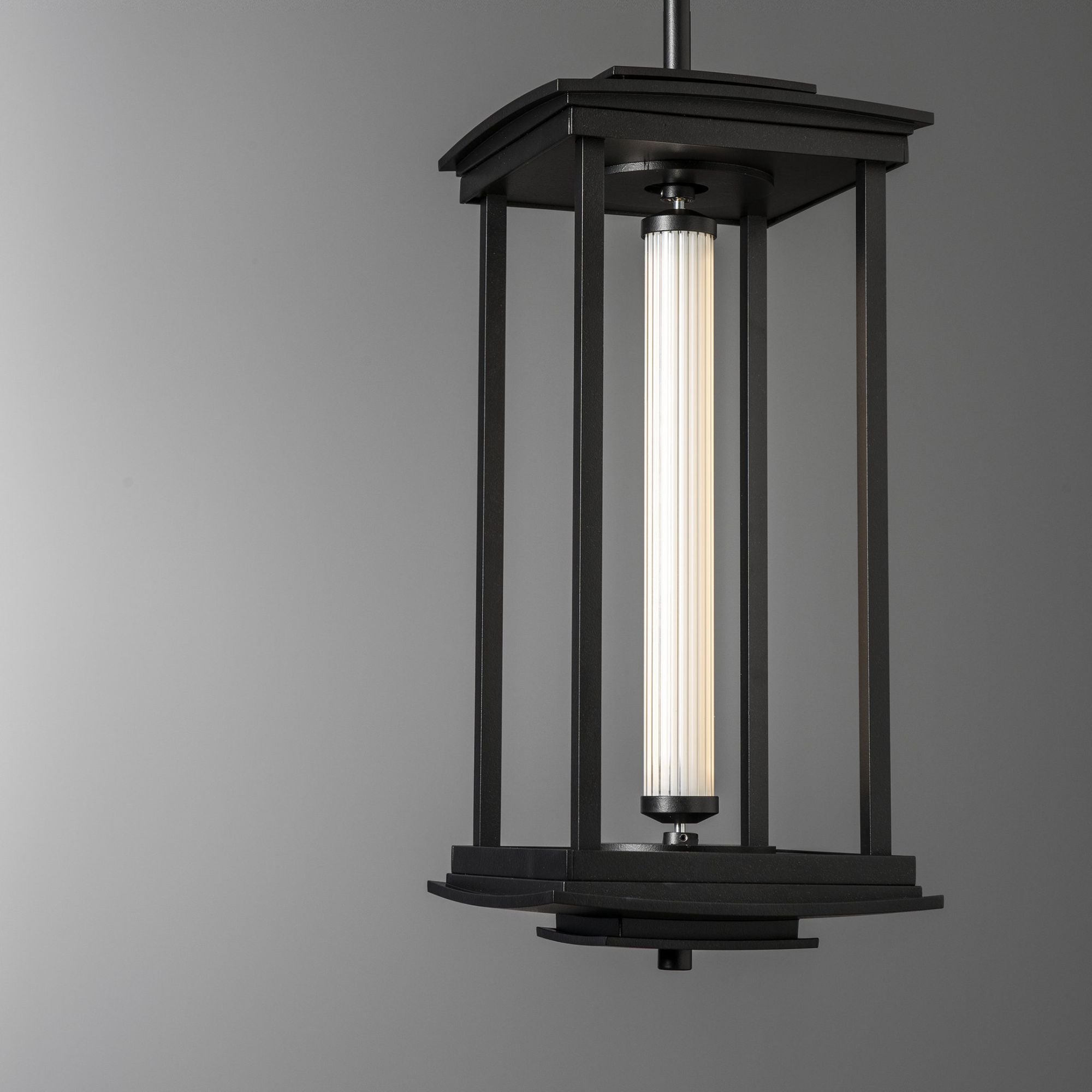 Athena 1-Light Medium LED Lantern LED Clear Glass (ZM) in Black