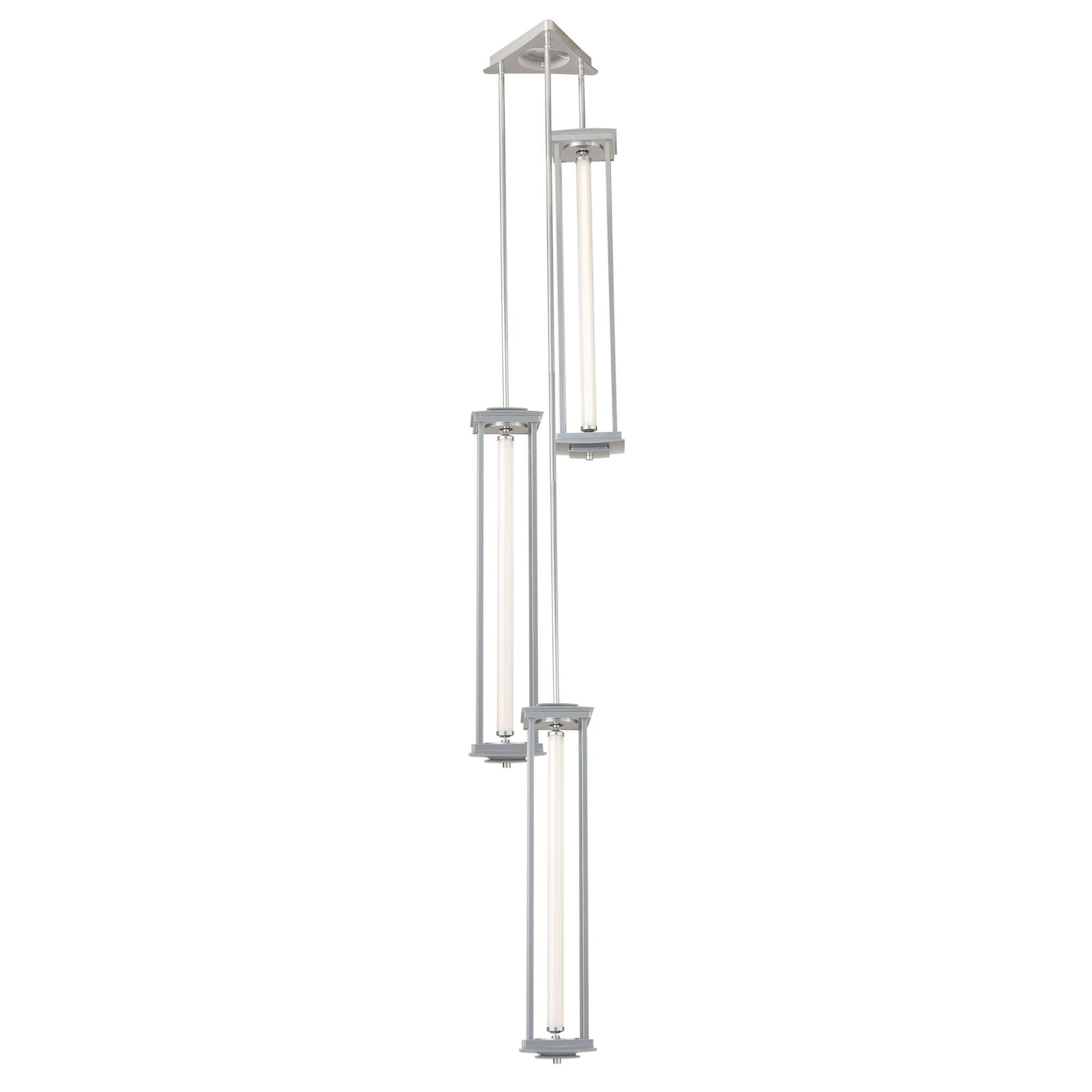 Athena Triple Tall LED Lantern LED Clear Glass (ZM) in Sterling