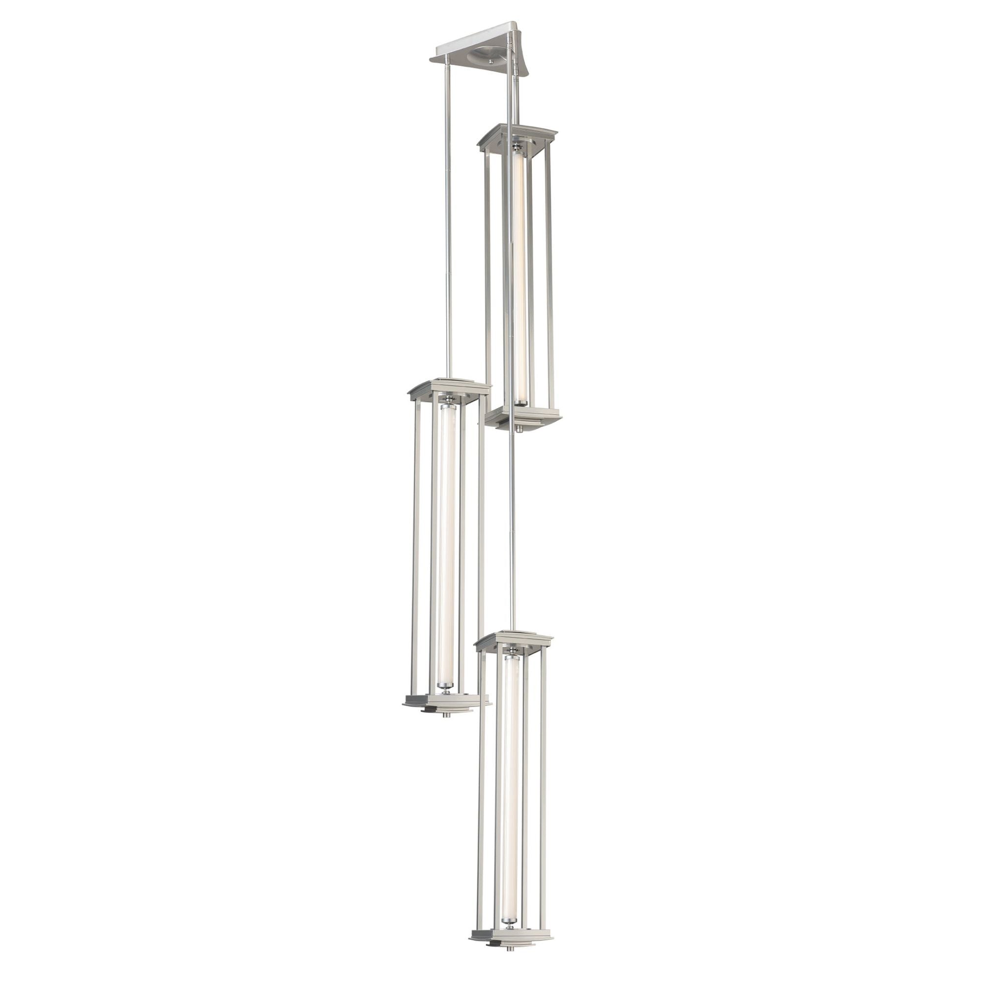 Athena Triple Tall LED Lantern LED Clear Glass (ZM) in Sterling