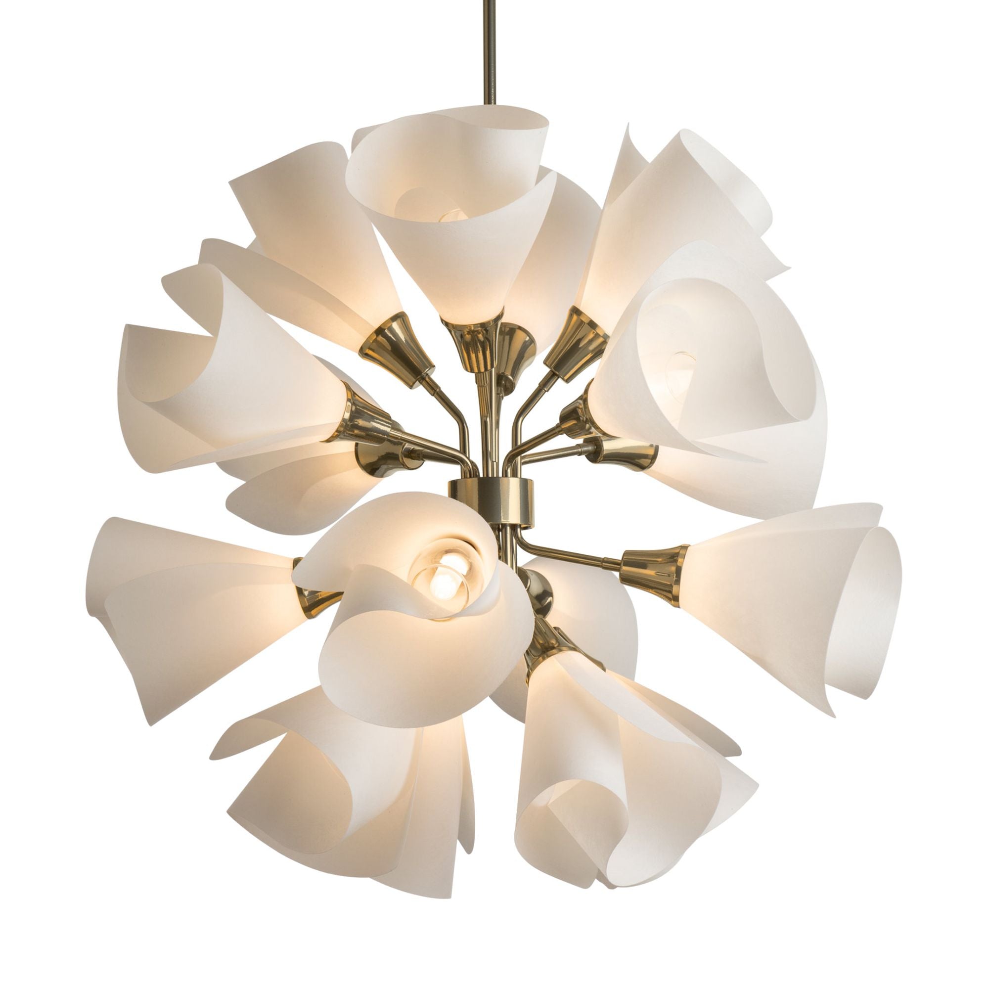 Mobius 16-Light Orb Pendant 16-Light Spun Frost (SH) in Modern Brass