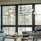 Ume 6-Light Large Pendant 6-Light Frosted Glass (FD) in Black
