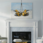 Corona Pendant 6-Light Clear Glass with Frosted Diffuser (YE) in Dark Smoke