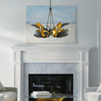 Corona Large Pendant 6-Light Clear Glass with Frosted Diffuser (YE) in Dark Smoke