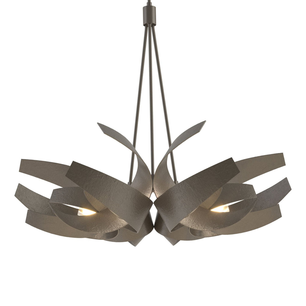 Corona Large Pendant 6-Light Clear Glass with Frosted Diffuser (YE) in Dark Smoke