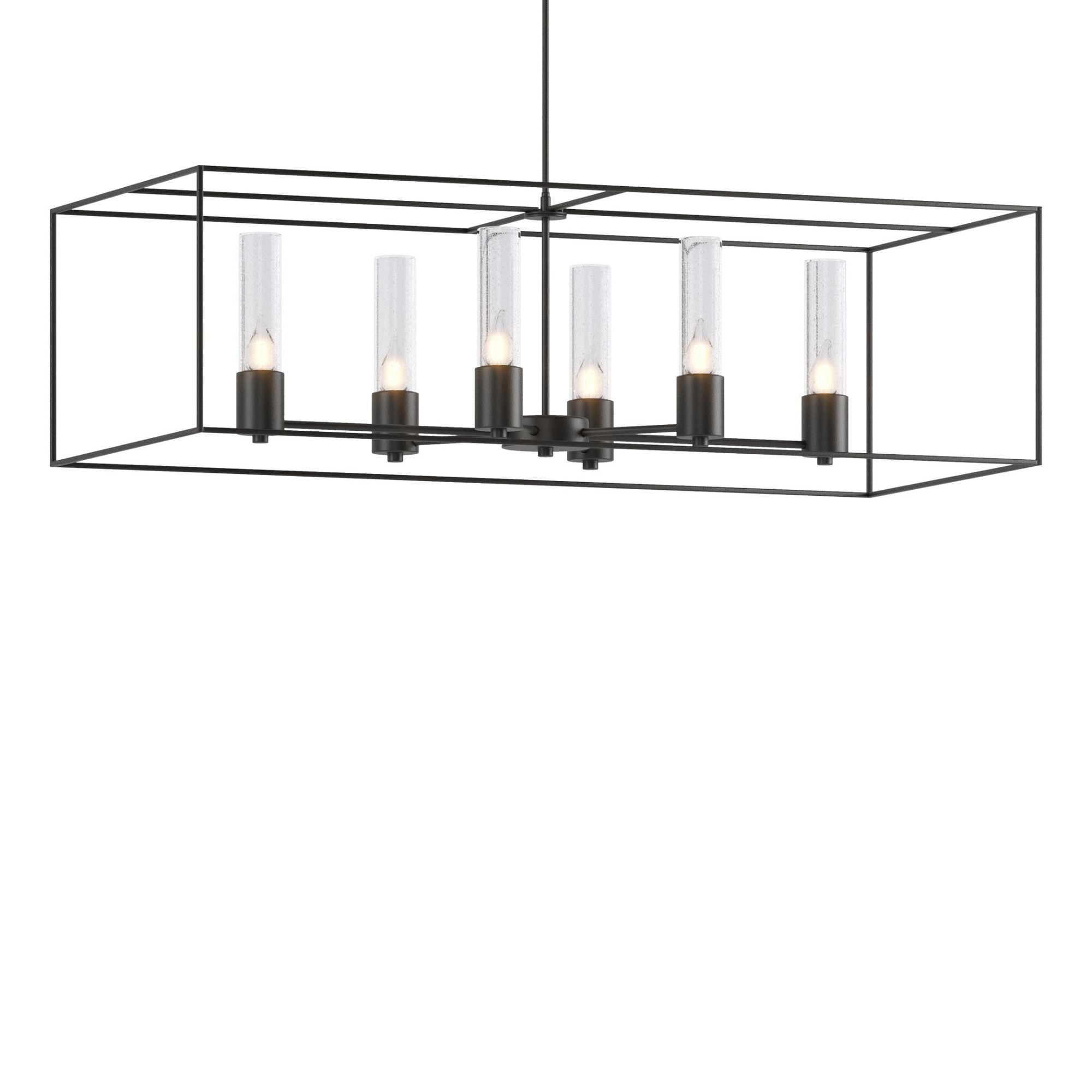 Portico Pendant 6-Light Black Accent Seeded Clear Glass (II) in Black