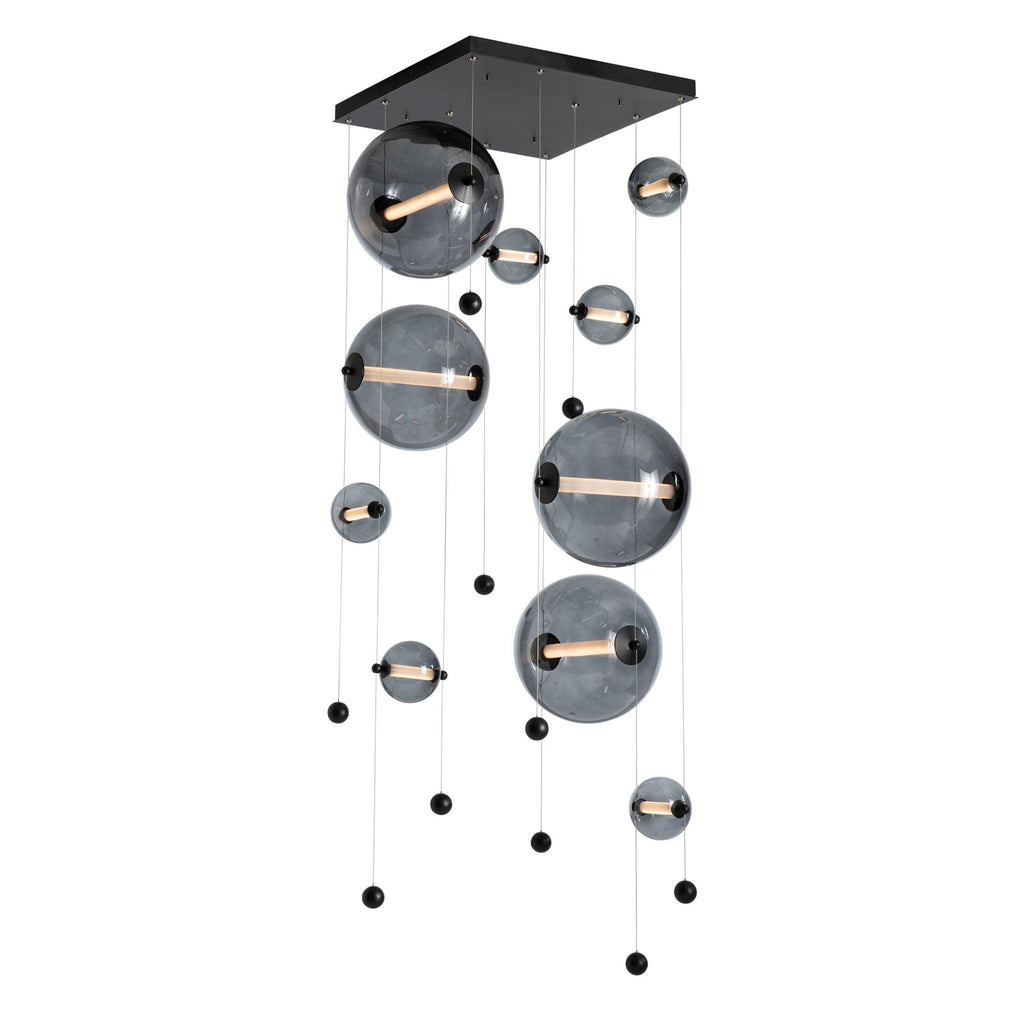 Abacus 10-Light Square LED Pendant LED Cool Grey Glass (YL) in Black