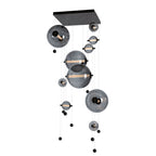 Abacus 10-Light Square LED Pendant LED Cool Grey Glass (YL) in Black