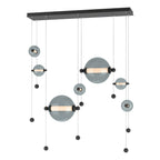 Abacus 7-Light Double Linear LED Pendant LED Cool Grey Glass (YL) in Black