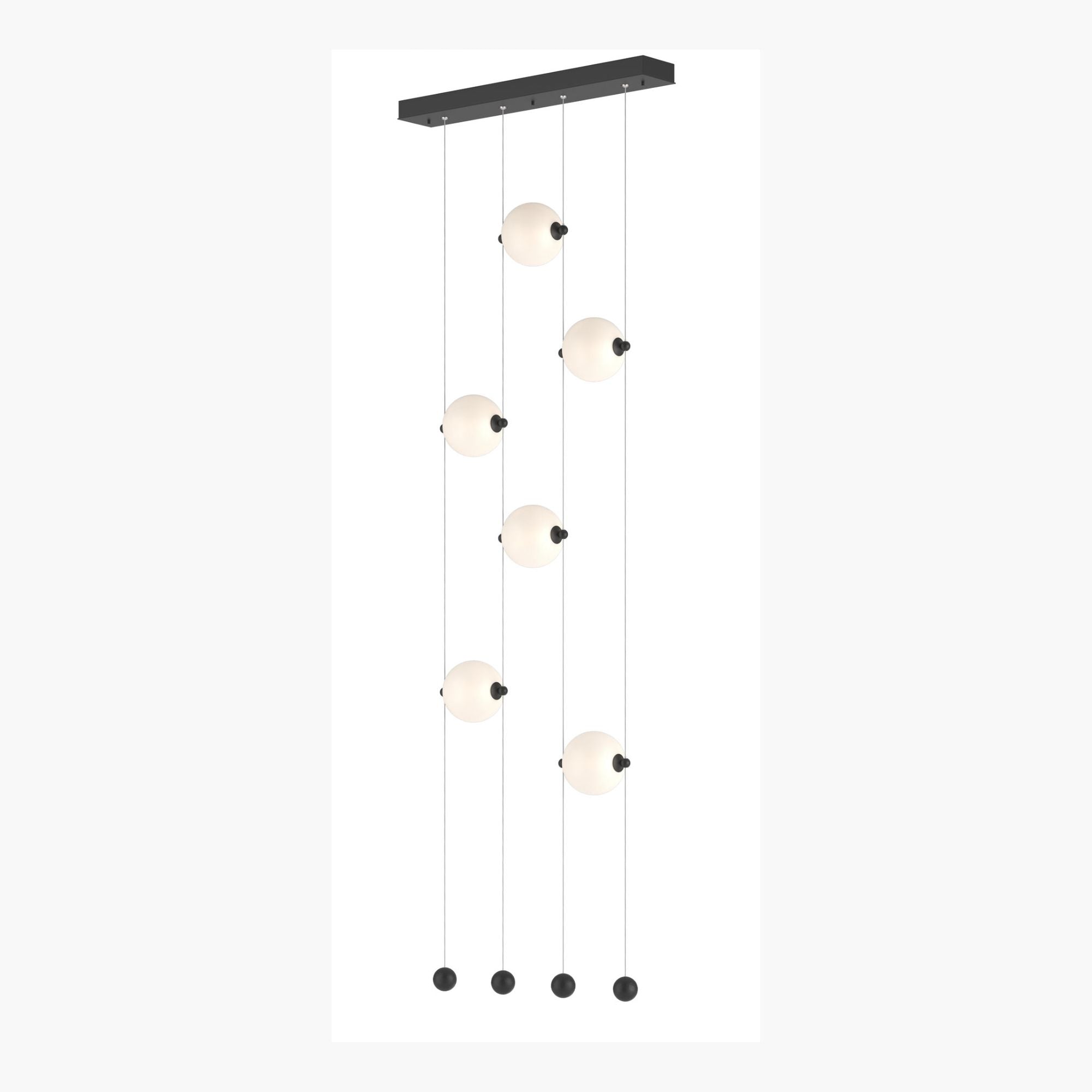 Abacus 6-Light Ceiling-to-Floor LED Pendant LED Opal Glass (GG) in Black