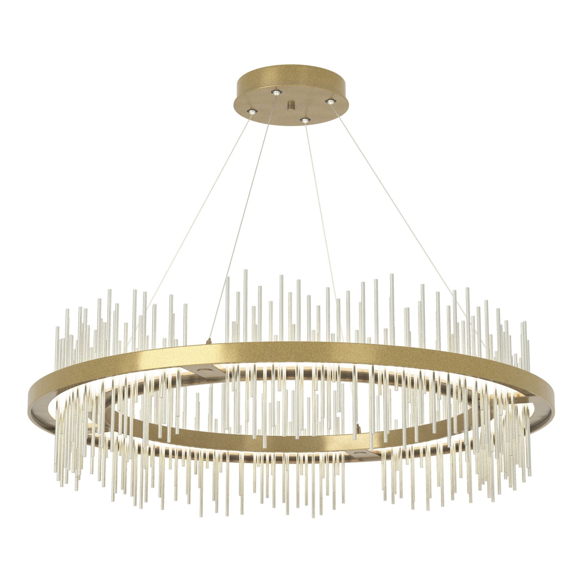 Gossamer Circular LED Pendant Sterling Accent LED in Modern Brass