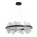 Vitre Circular LED Pendant LED White Swirl Glass (YR) in Black