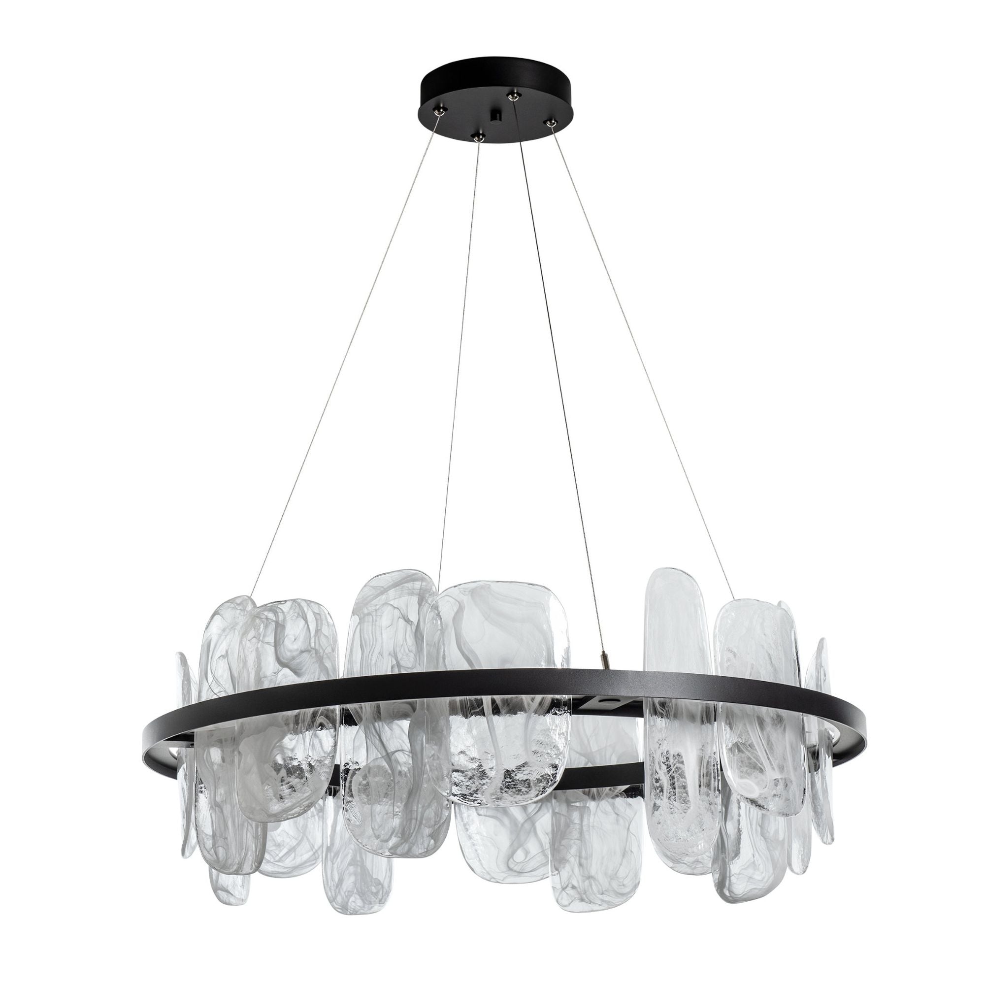 Vitre Circular LED Pendant LED White Swirl Glass (YR) in Black