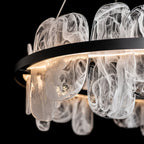 Vitre Circular LED Pendant LED White Swirl Glass (YR) in Black