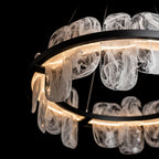 Vitre Circular LED Pendant LED White Swirl Glass (YR) in Black